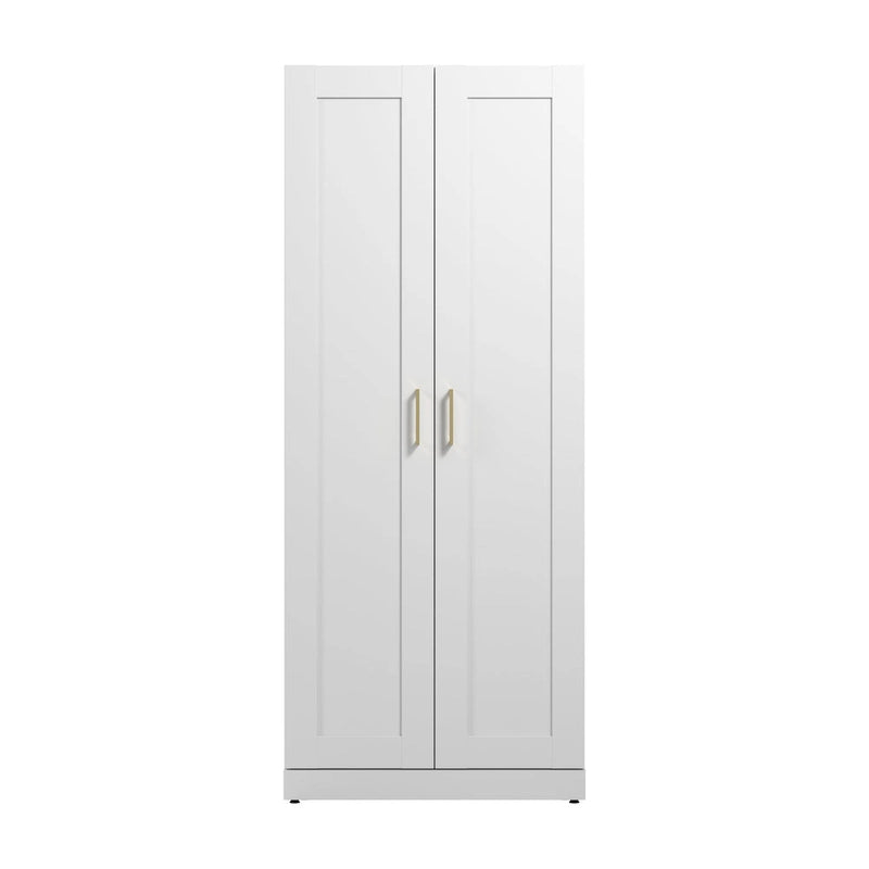 Armario alto de almacenaje estilo Shaker blanco con puertas, 2 puertas, individual