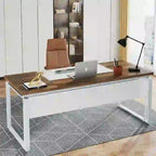 Escritorio en L en marrón/gris/negro-marrón con archivador, individual