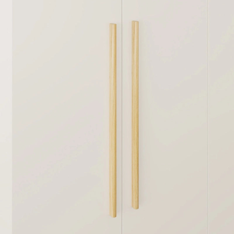 Armario de 4 puertas en madera blanca/gris con barras para colgar y estantes, para 1-2 personas