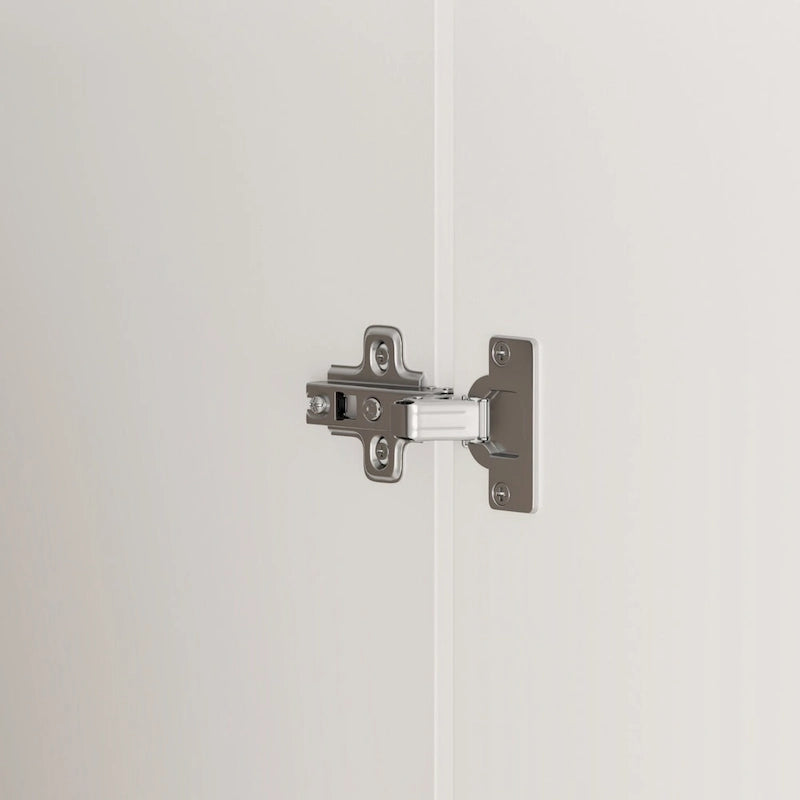 Armario de 4 puertas en madera blanca/gris con barras para colgar y estantes, para 1-2 personas