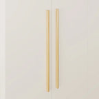 Armario de 4 puertas en madera blanca/gris con barras para colgar y estantes, para 1-2 personas
