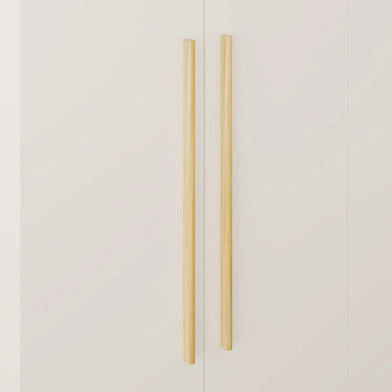 Armario de 4 puertas en madera blanca/gris con barras para colgar y estantes, para 1-2 personas