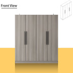 Armario de 4 puertas en madera blanca/gris con barras para colgar y estantes, para 1-2 personas