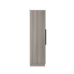 Armario de 4 puertas en madera blanca/gris con barras para colgar y estantes, para 1-2 personas