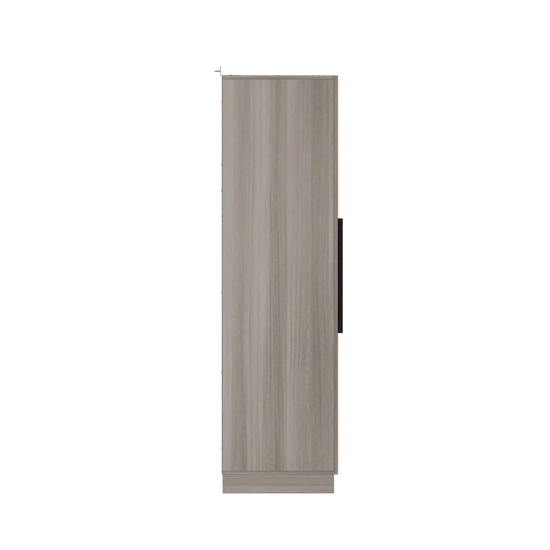 Armario de 4 puertas en madera blanca/gris con barras para colgar y estantes, para 1-2 personas