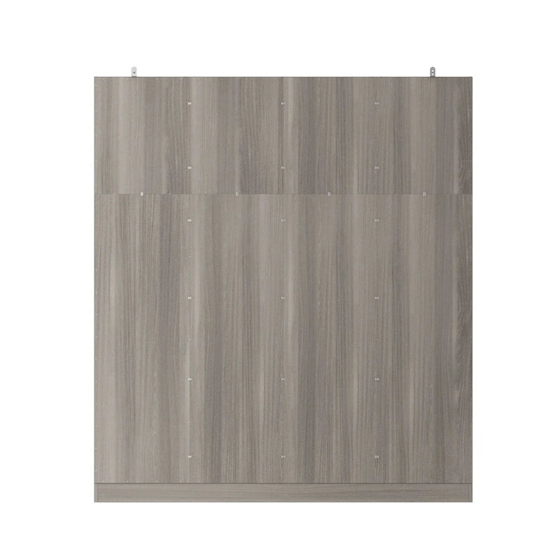 Armario de 4 puertas en madera blanca/gris con barras para colgar y estantes, para 1-2 personas