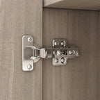 Armario de 4 puertas en madera blanca/gris con barras para colgar y estantes, para 1-2 personas