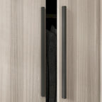 Armario de 4 puertas en madera blanca/gris con barras para colgar y estantes, para 1-2 personas