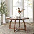 Mesa de comedor redonda Mid-Century Nogal / Natural / Negra, con capacidad para 5-6 personas