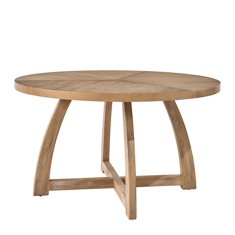 Mesa de comedor redonda Mid-Century Nogal / Natural / Negra, con capacidad para 5-6 personas