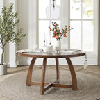 Mesa de comedor redonda Mid-Century Nogal / Natural / Negra, con capacidad para 5-6 personas