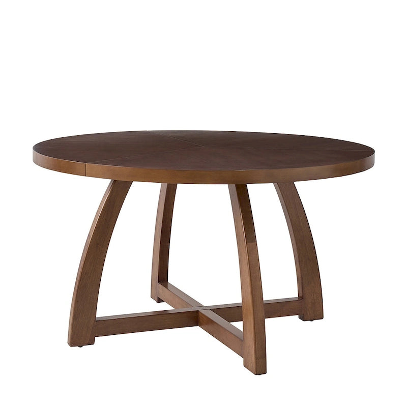 Mesa de comedor redonda Mid-Century Nogal / Natural / Negra, con capacidad para 5-6 personas