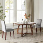 Mesa de comedor redonda Mid-Century Nogal / Natural / Negra, con capacidad para 5-6 personas