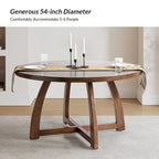 Mesa de comedor redonda Mid-Century Nogal / Natural / Negra, con capacidad para 5-6 personas