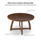 Mesa de comedor redonda Mid-Century Nogal / Natural / Negra, con capacidad para 5-6 personas