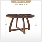 Mesa de comedor redonda Mid-Century Nogal / Natural / Negra, con capacidad para 5-6 personas