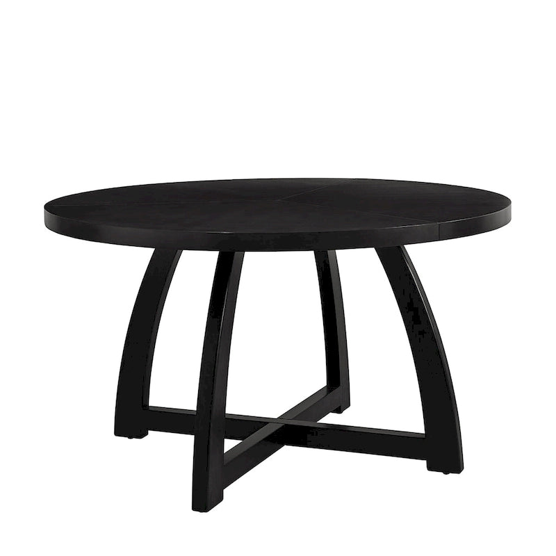 Mesa de comedor redonda Mid-Century Nogal / Natural / Negra, con capacidad para 5-6 personas