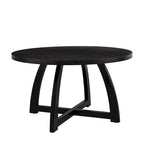 Mesa de comedor redonda Mid-Century Nogal / Natural / Negra, con capacidad para 5-6 personas