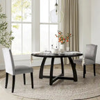 Mesa de comedor redonda Mid-Century Nogal / Natural / Negra, con capacidad para 5-6 personas