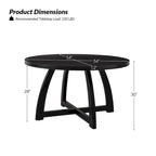 Mesa de comedor redonda Mid-Century Nogal / Natural / Negra, con capacidad para 5-6 personas
