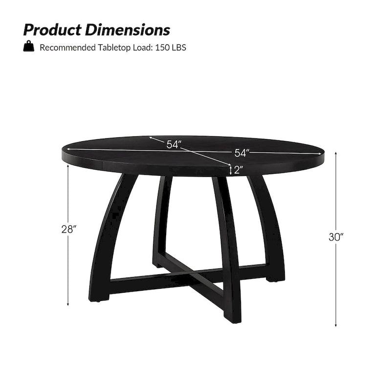 Mesa de comedor redonda Mid-Century Nogal / Natural / Negra, con capacidad para 5-6 personas