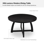 Mesa de comedor redonda Mid-Century Nogal / Natural / Negra, con capacidad para 5-6 personas