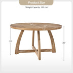 Mesa de comedor redonda Mid-Century Nogal / Natural / Negra, con capacidad para 5-6 personas