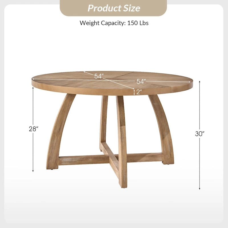 Mesa de comedor redonda Mid-Century Nogal / Natural / Negra, con capacidad para 5-6 personas