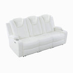 Sofá biplaza reclinable de cuero sintético blanco/negro con LED y altavoces