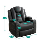 Sofá biplaza reclinable de cuero sintético blanco/negro con LED y altavoces