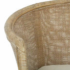 Sillón de ratán blanqueado con cojín blanco, asiento individual