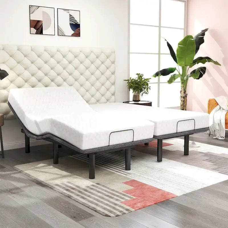 Base de Cama Ajustable, Inclinación de Cabeza y Pies, Control Remoto Inalámbrico, Base de Cama Ajustable con Gravedad Cero