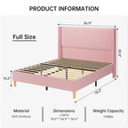 Base de cama tapizada de terciopelo tamaño Full/Queen/King