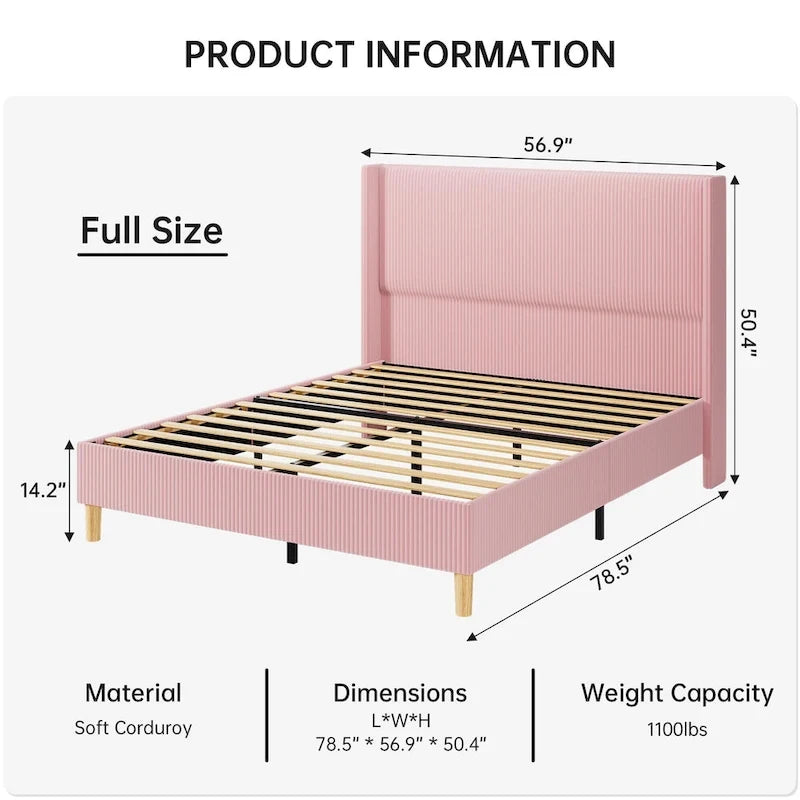 Base de cama tapizada de terciopelo tamaño Full/Queen/King