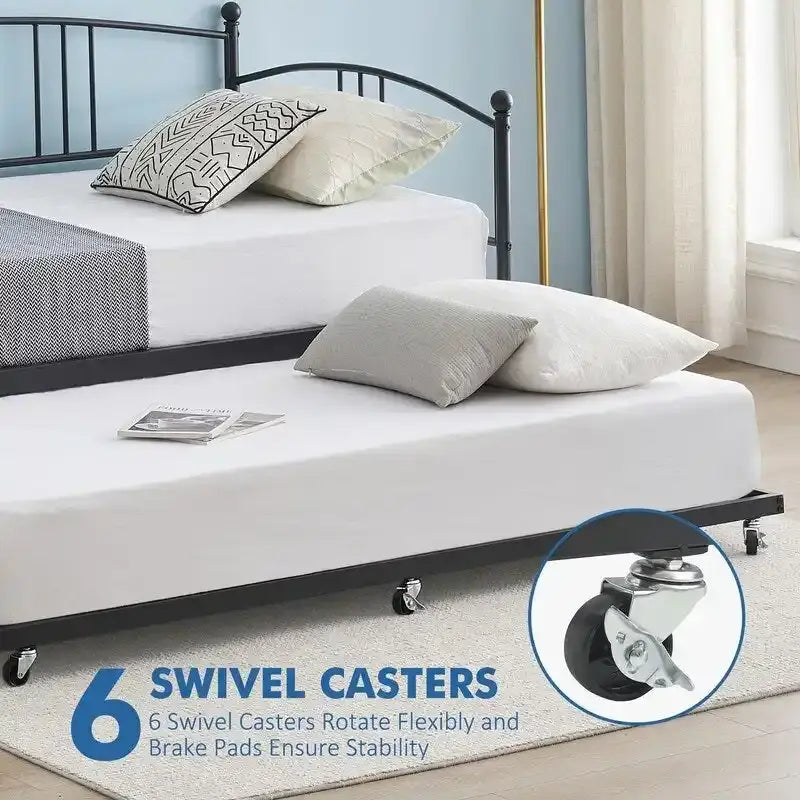 Cama doble moderna rosa / blanca / negra con nido, para 1-2