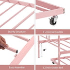 Cama doble moderna rosa / blanca / negra con nido, para 1-2