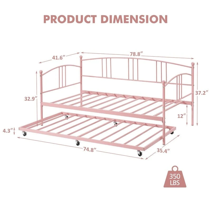 Cama doble moderna rosa / blanca / negra con nido, para 1-2