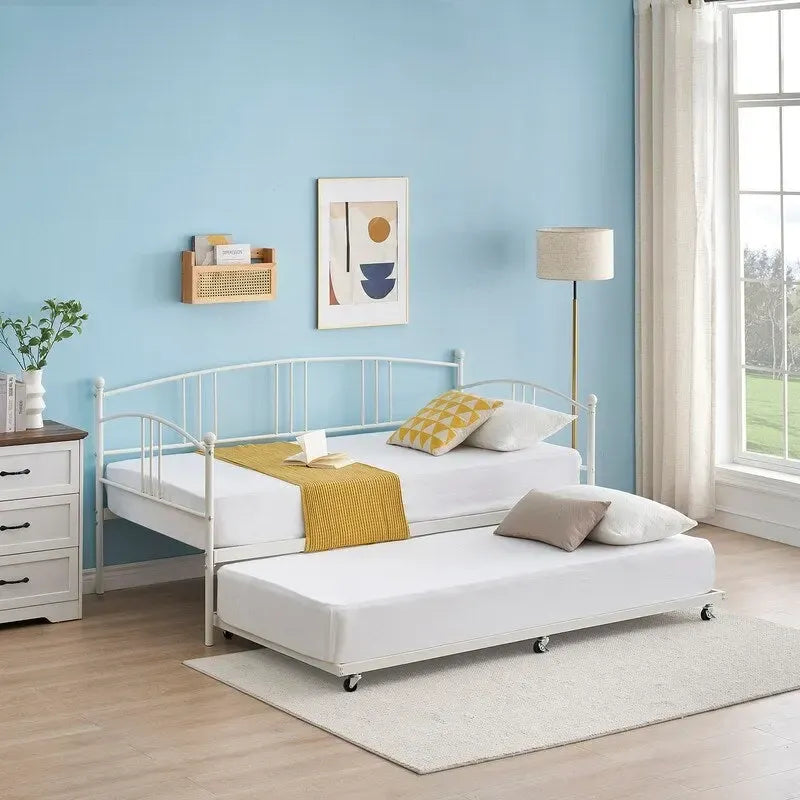 Cama doble moderna rosa / blanca / negra con nido, para 1-2