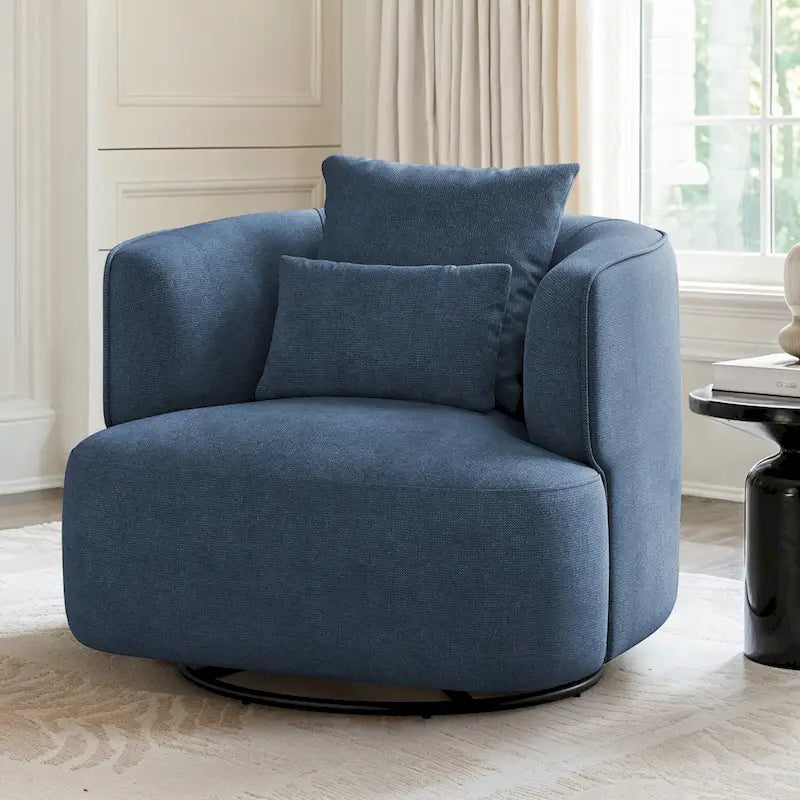 Sillón giratorio de barril en trigo/azul marino/gris/beige, tela tapizada, 1 persona