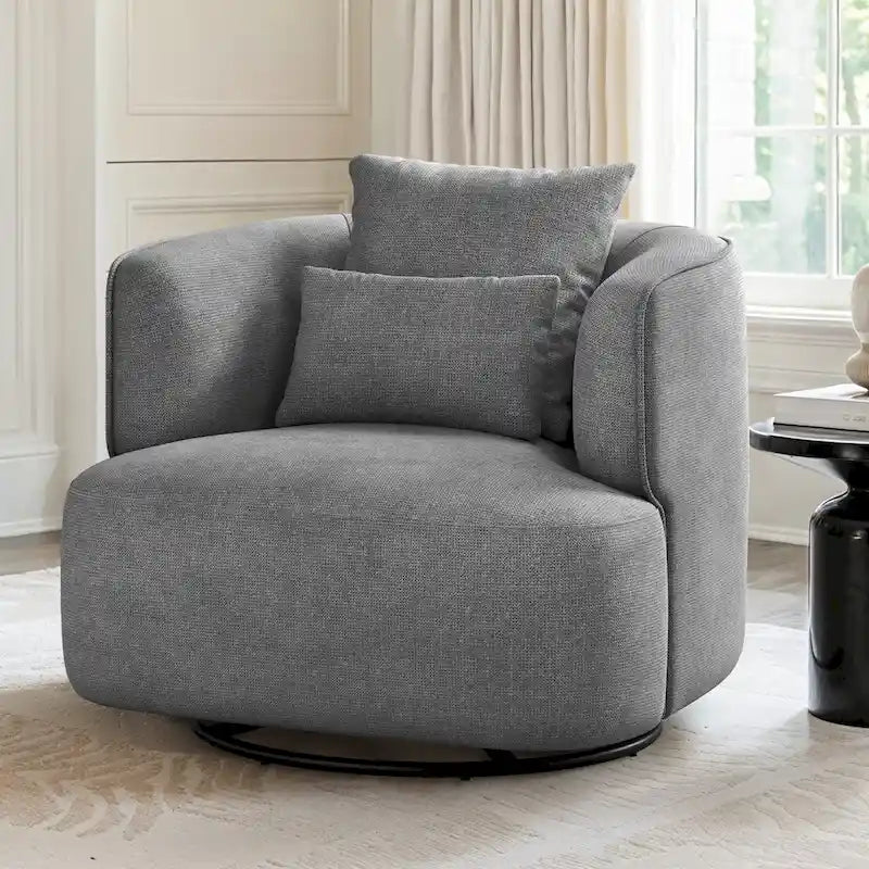 Sillón giratorio de barril en trigo/azul marino/gris/beige, tela tapizada, 1 persona