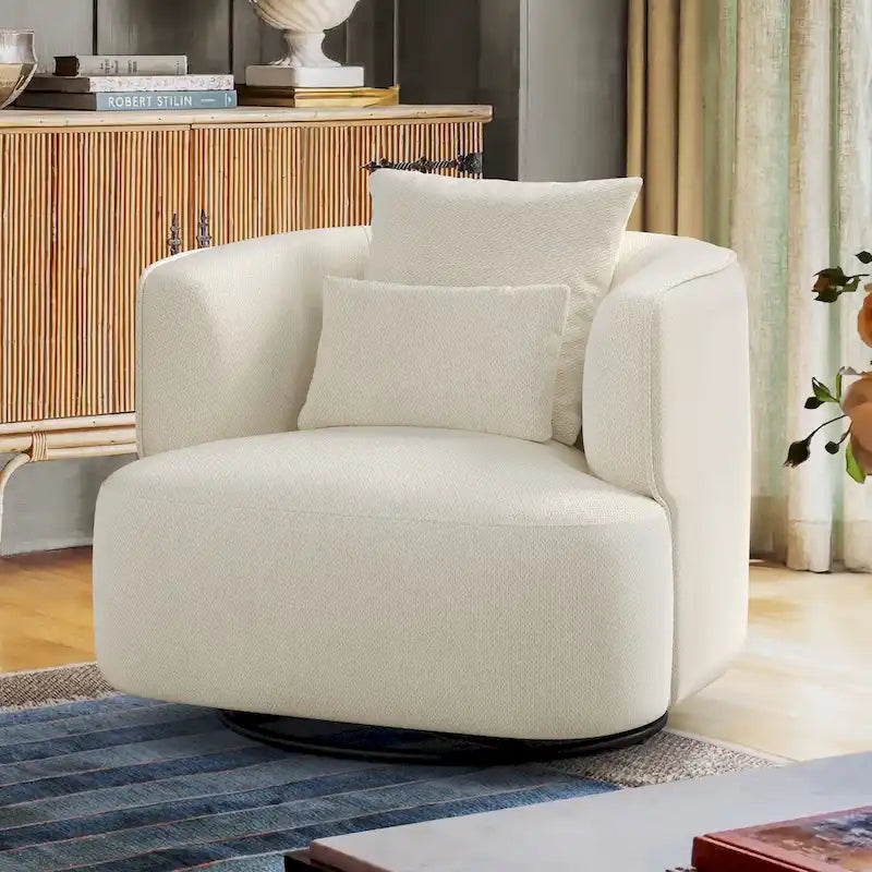 Sillón giratorio de barril en trigo/azul marino/gris/beige, tela tapizada, 1 persona