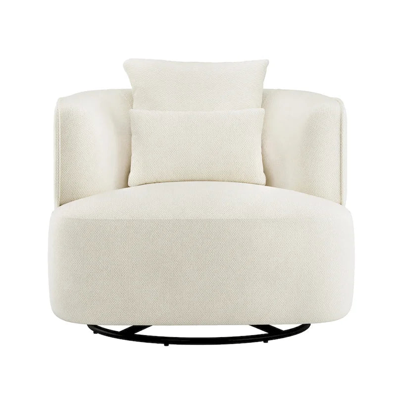 Sillón giratorio de barril en trigo/azul marino/gris/beige, tela tapizada, 1 persona