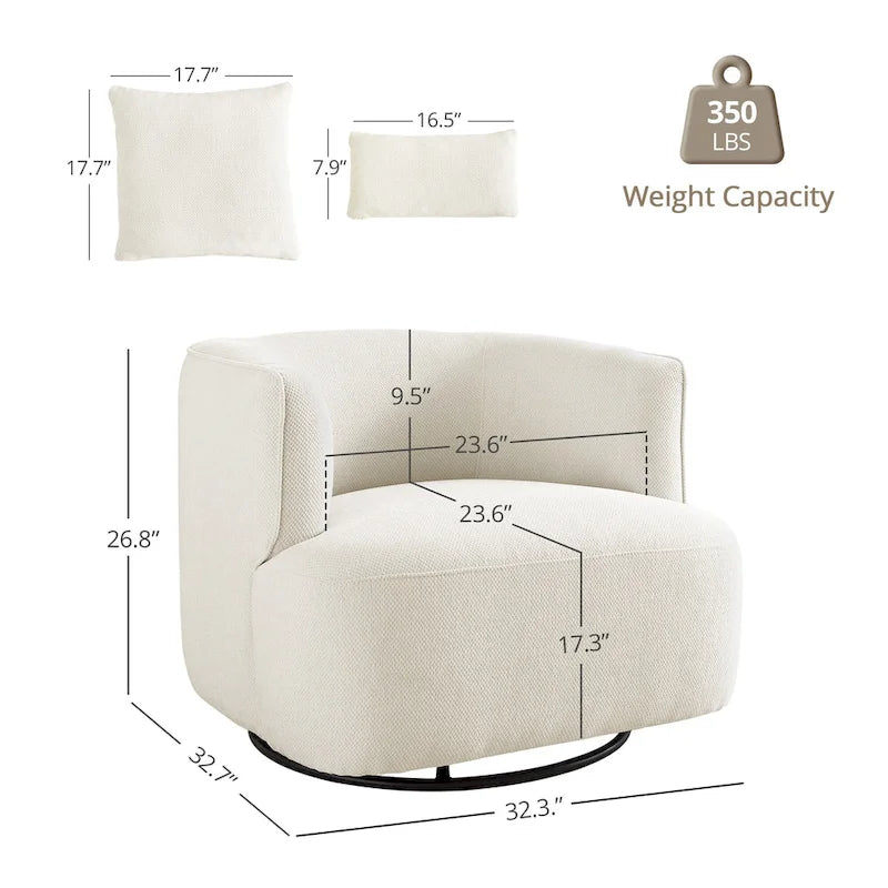 Sillón giratorio de barril en trigo/azul marino/gris/beige, tela tapizada, 1 persona