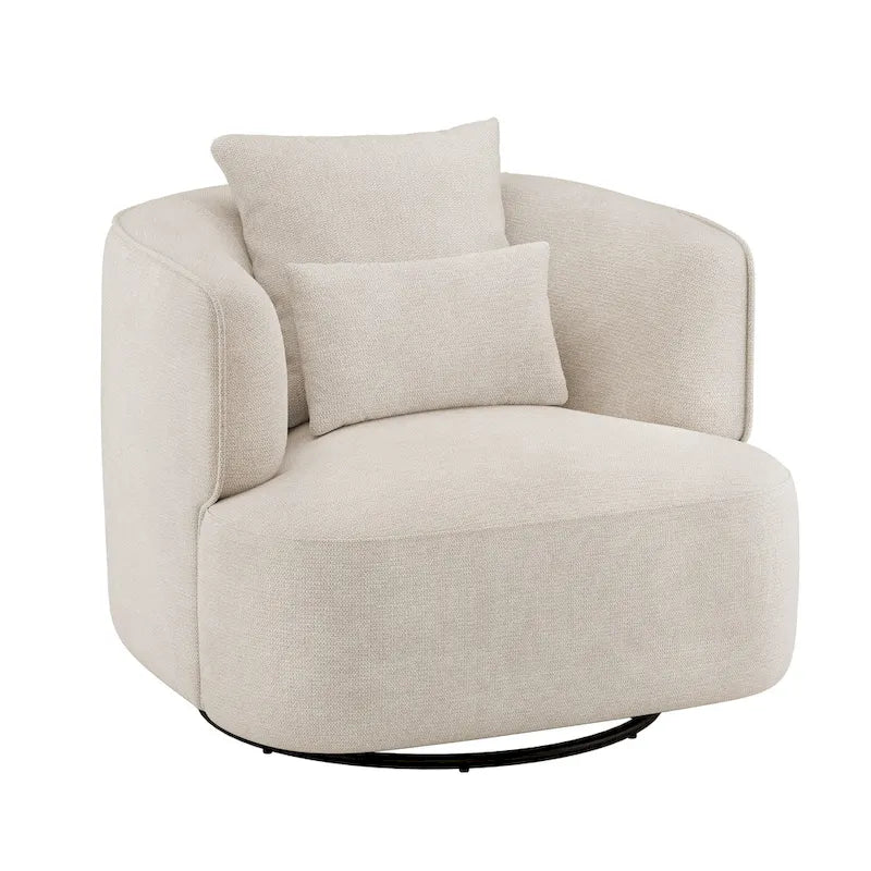 Sillón giratorio de barril en trigo/azul marino/gris/beige, tela tapizada, 1 persona