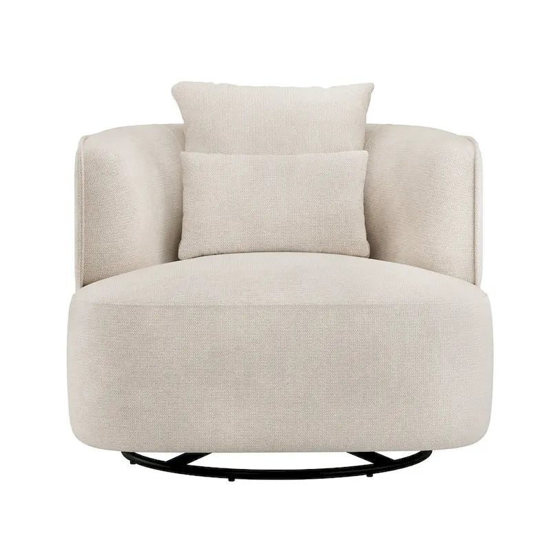 Sillón giratorio de barril en trigo/azul marino/gris/beige, tela tapizada, 1 persona