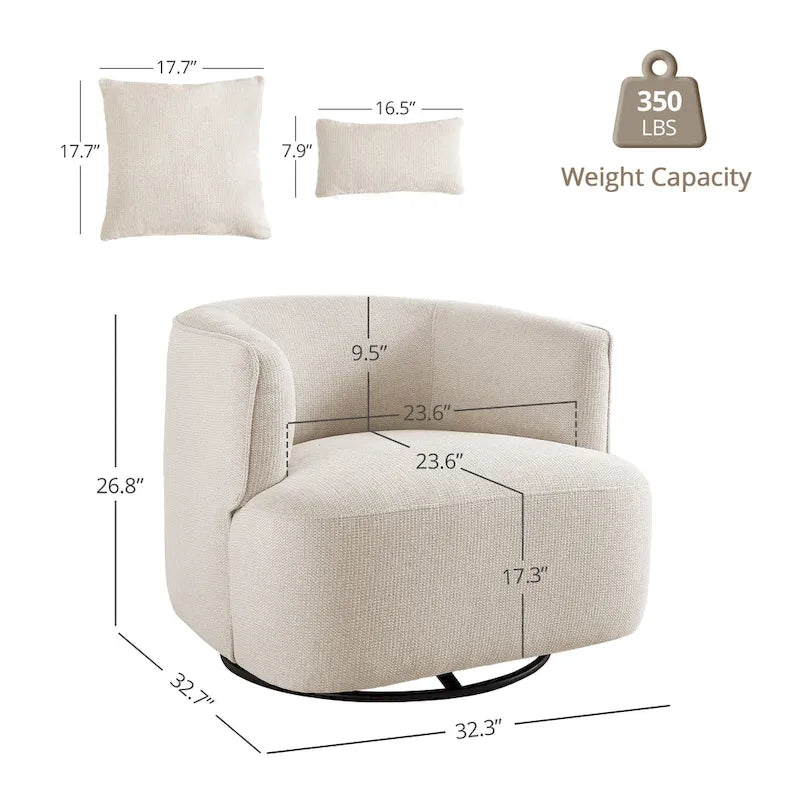 Sillón giratorio de barril en trigo/azul marino/gris/beige, tela tapizada, 1 persona