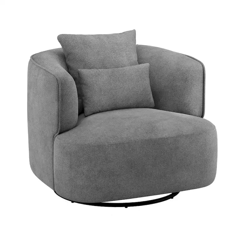 Sillón giratorio de barril en trigo/azul marino/gris/beige, tela tapizada, 1 persona