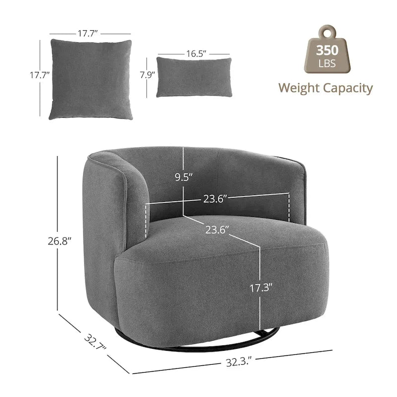 Sillón giratorio de barril en trigo/azul marino/gris/beige, tela tapizada, 1 persona