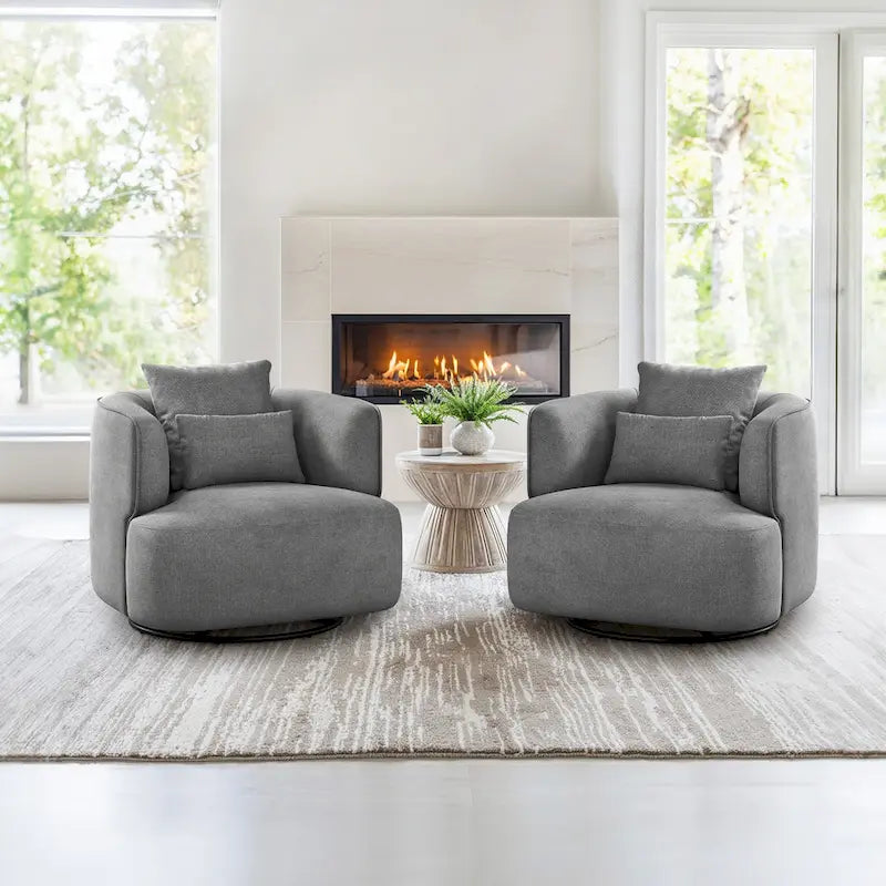 Sillón giratorio de barril en trigo/azul marino/gris/beige, tela tapizada, 1 persona