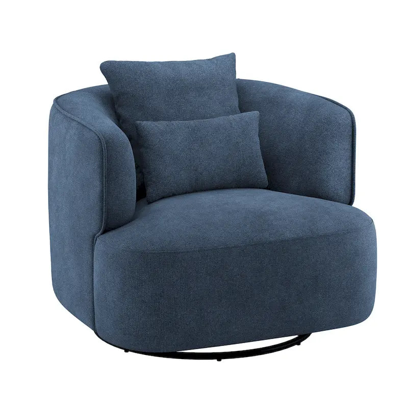 Sillón giratorio de barril en trigo/azul marino/gris/beige, tela tapizada, 1 persona